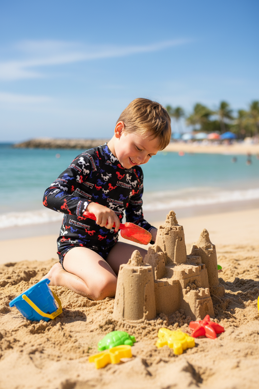 Boy Building Sandcastle