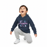 Boy in navy hoodie kneeling