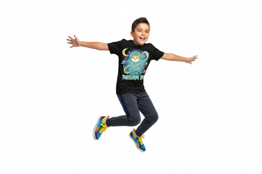 Boy jumping pose