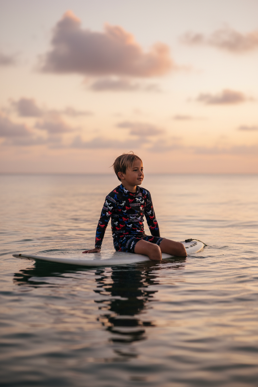 Boy on Surfboard