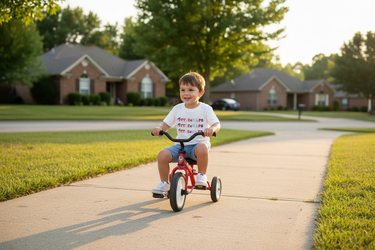 Boy on tricycle