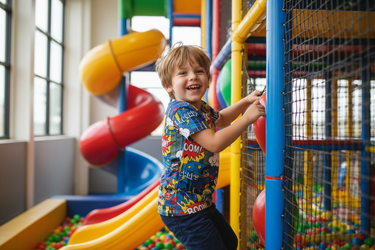 Boy playing at playground