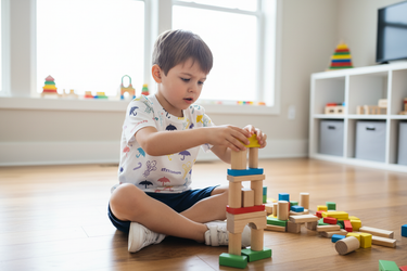 Boy playing with blocks
