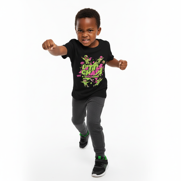 Boy punching pose black tee