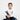 Boy sitting in white sweatshirt