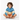 Boy sitting in Wildlife rash guard with orange trunks on white background