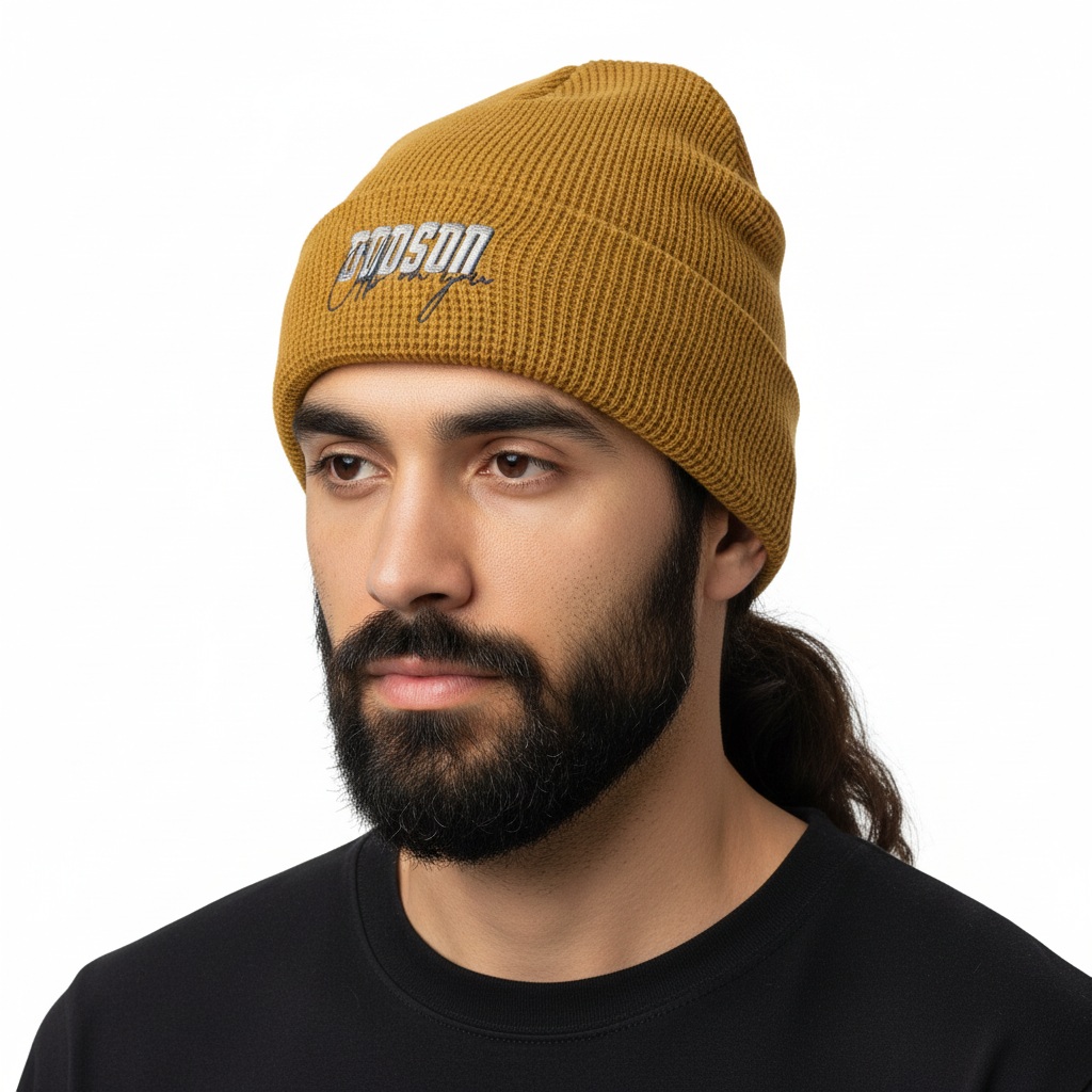 Camel Waffle Beanie Look 7