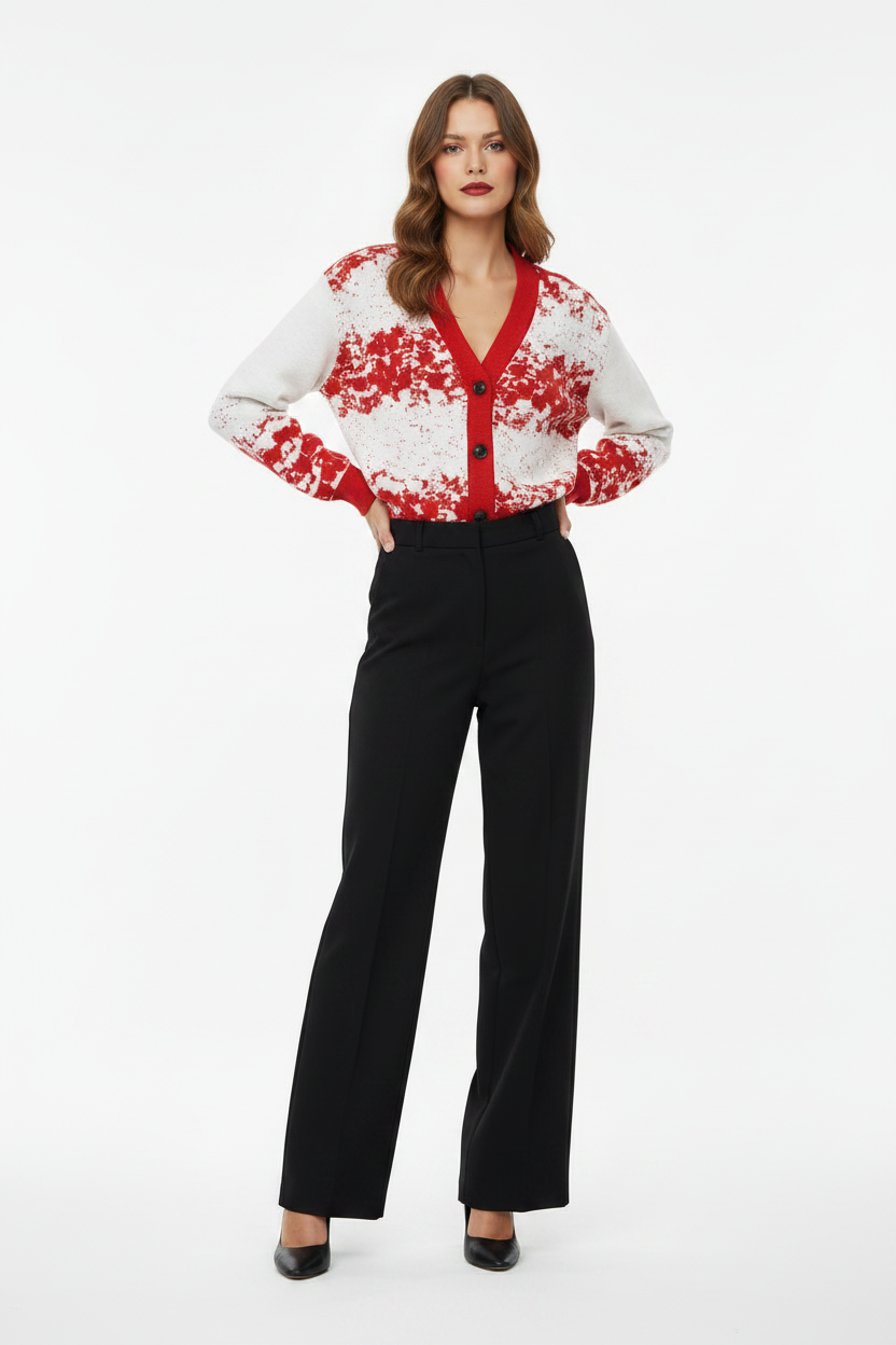 Cardigan with Wide-Leg Trousers