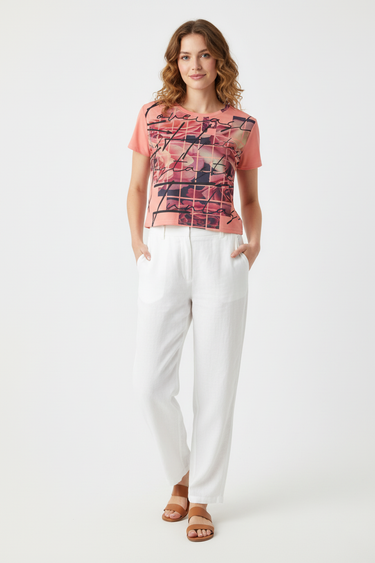 Casual White Linen Pants Front