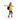 Child in playful pose with backpack - white background
