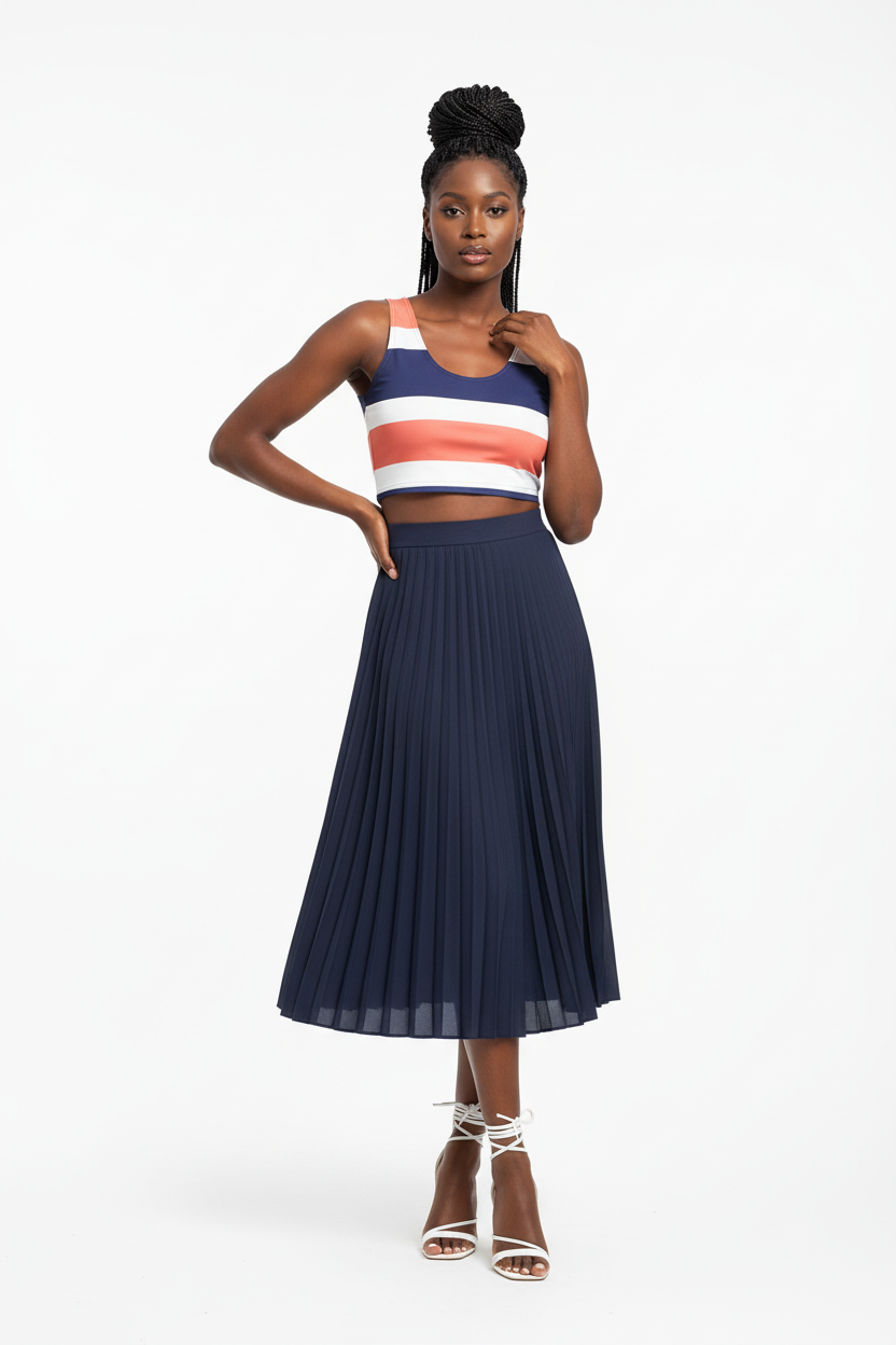 Classy Look 2 - Navy midi skirt elegant