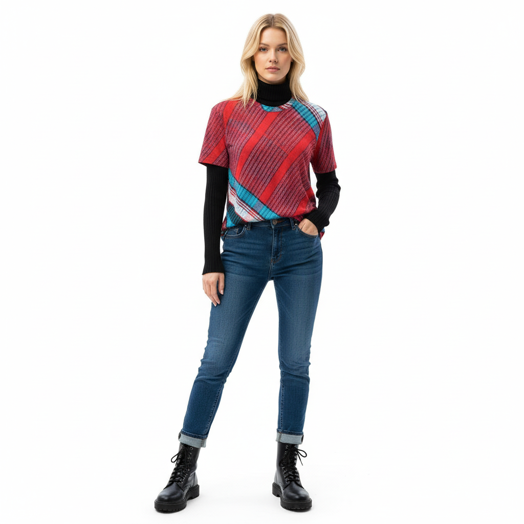 Cozy Summers Tee Layered Over Turtleneck
