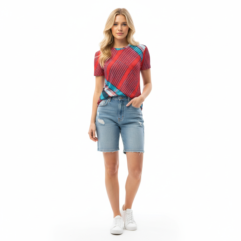 Cozy Summers Tee with Denim Shorts