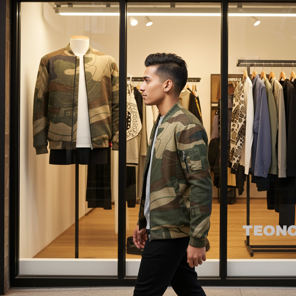 Abstract Camo Bomber Jacket