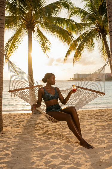 Dark Skin Model Palm Hammock