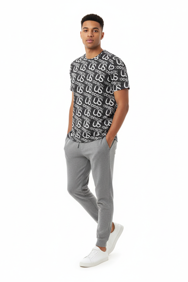 DDDSON Tee with grey joggers angle