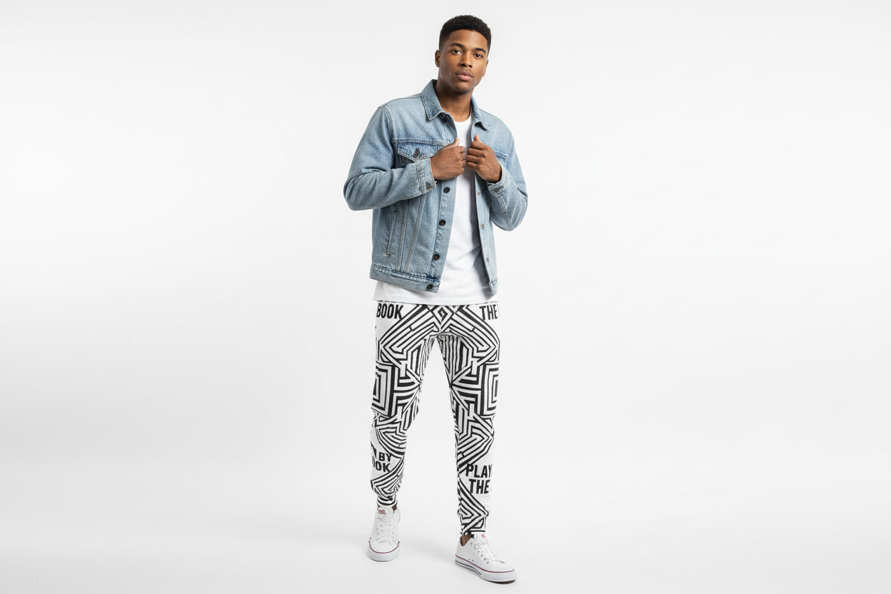 Denim jacket and sneakers