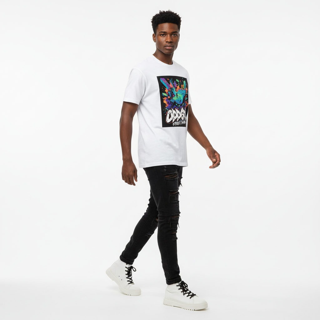 Distressed denim white background