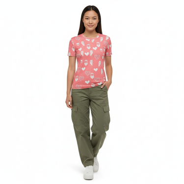 East Asian model with cargo pants