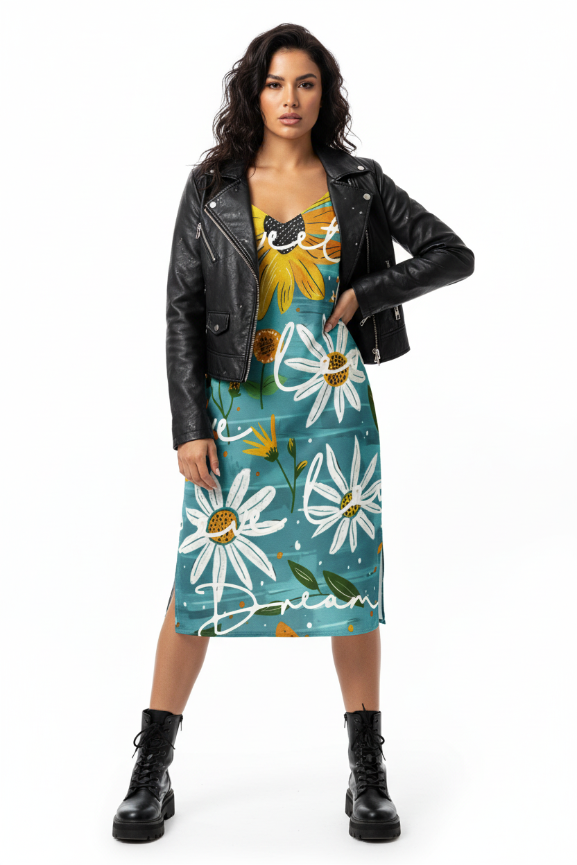 Edgy leather jacket look