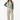 Female model - buttoned cardigan with beige linen pants