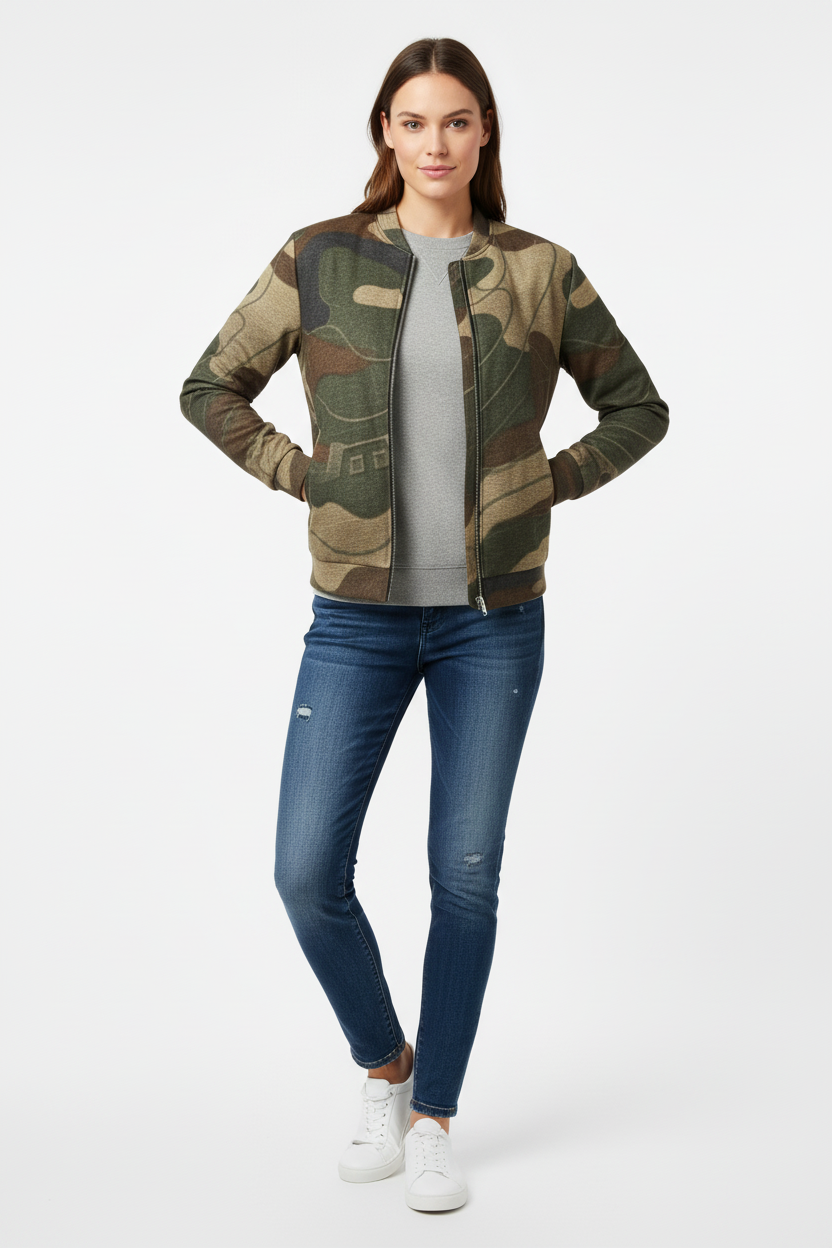 Female model hands in pockets confident