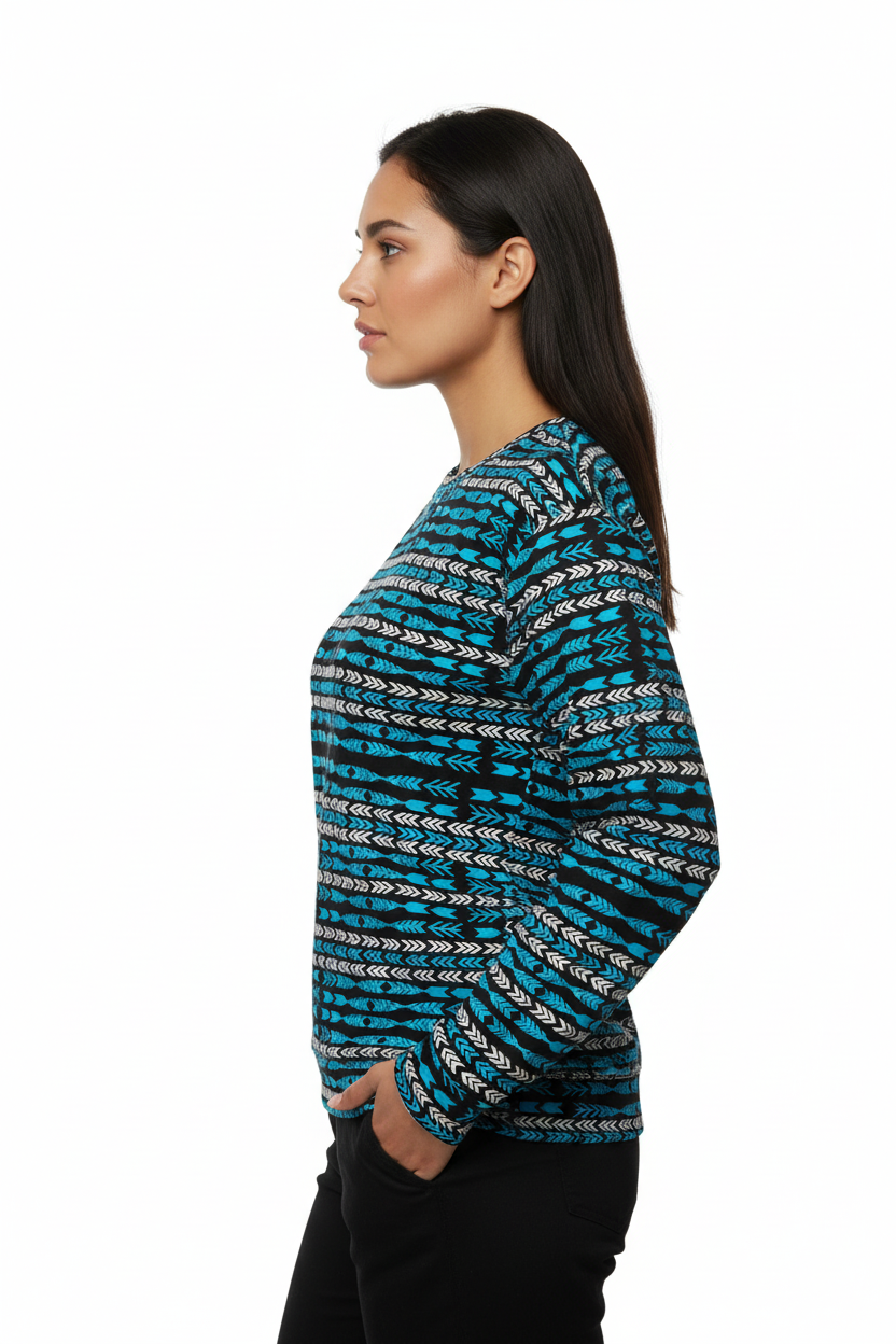 Female model side profile showing detail