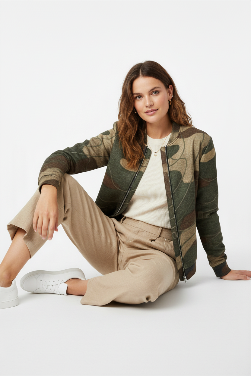 Female model sitting casual relaxed