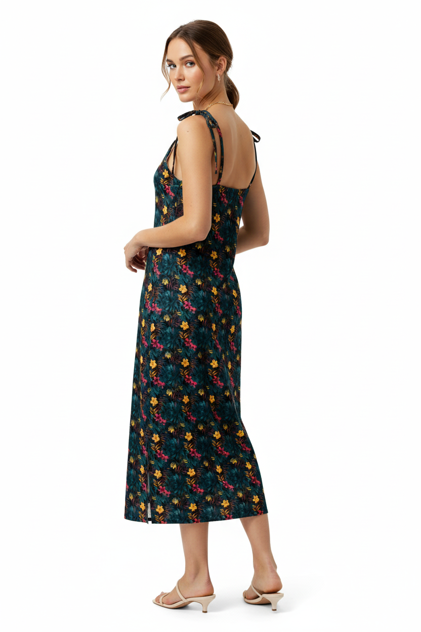Female side back floral dress