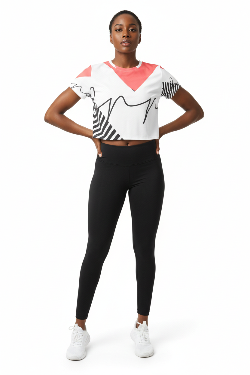 Front - Crop Tee + Black Leggings