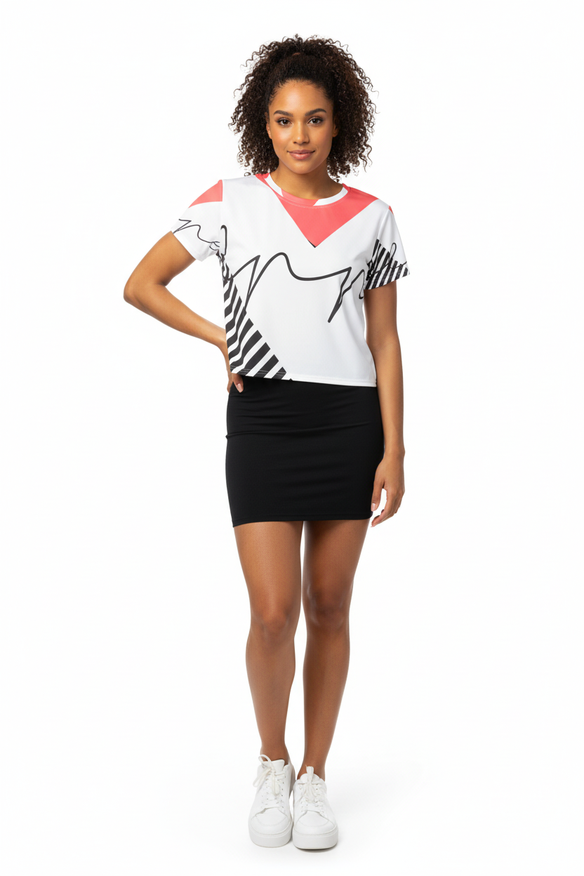 Front - Crop Tee + Black Skirt