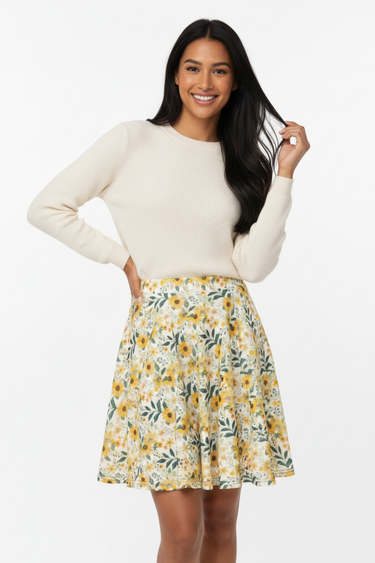 Front view with cream sweater
