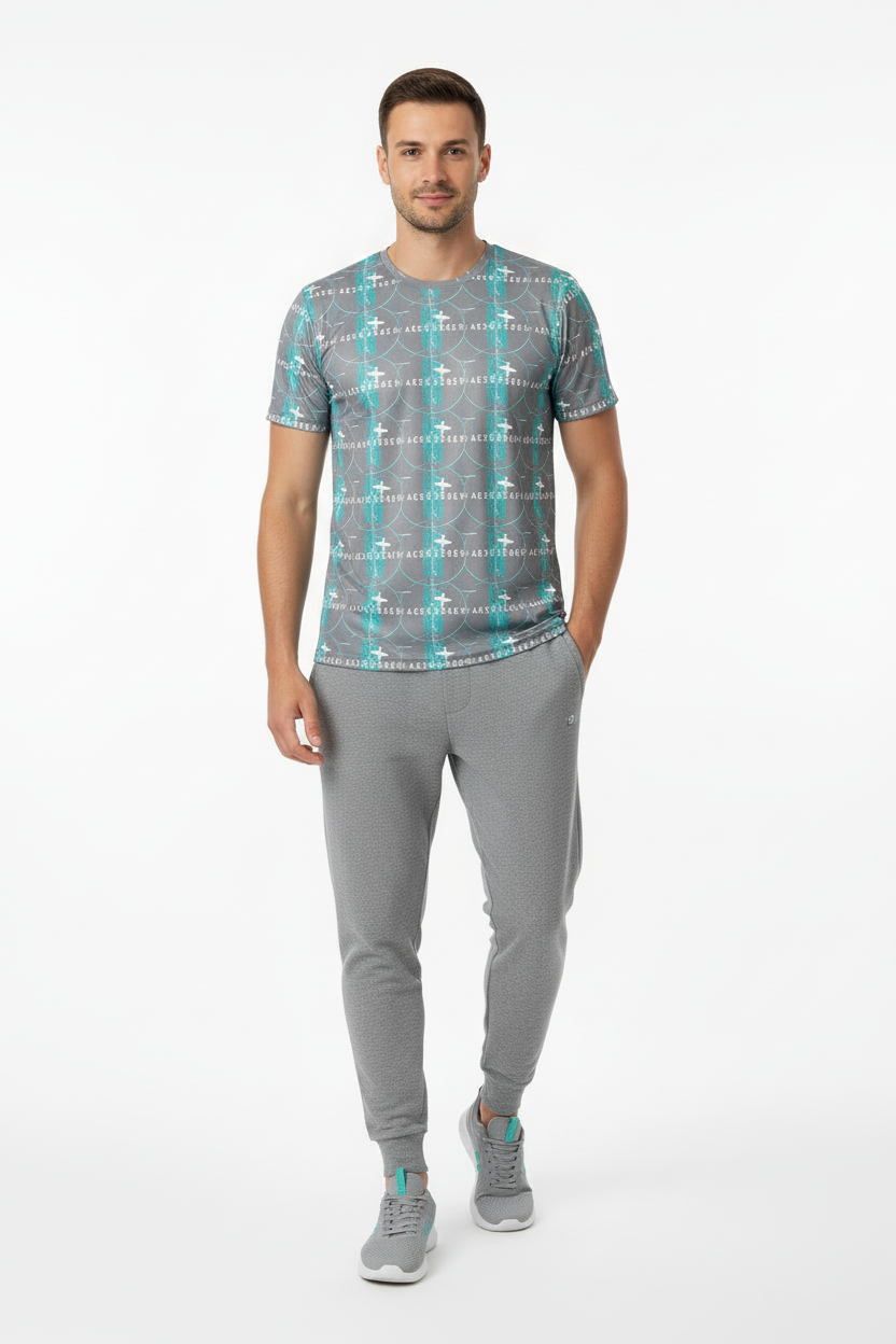 Front view with gray joggers