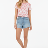 Front - White model, jean summer shorts
