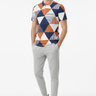 Geometric polo with grey joggers