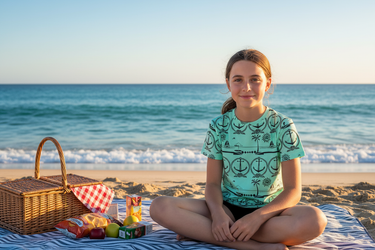 Girl at beach picnic