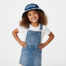 Girl classic denim bucket hat hands on hips
