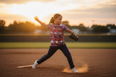 Girl pitching on mound