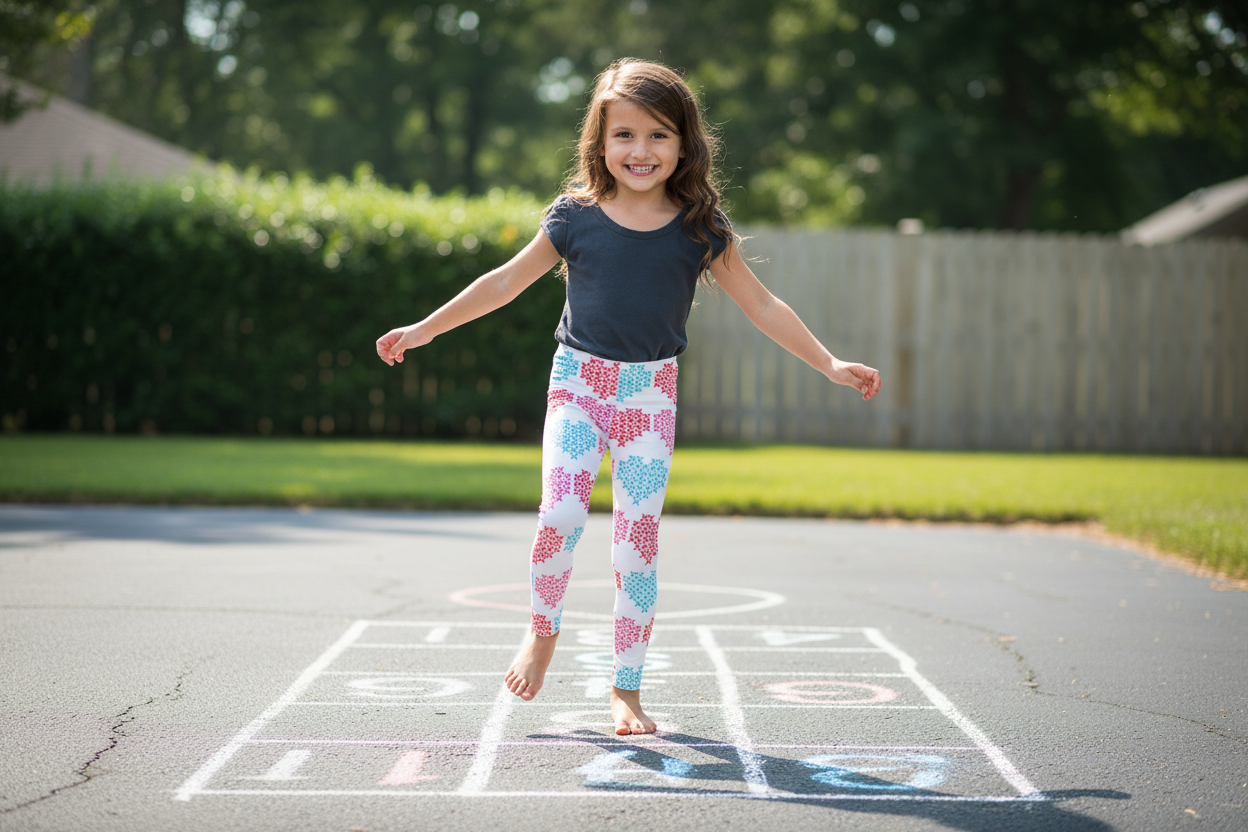 Girl playing hopscotch