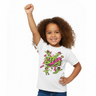 Girl superhero pose white tee