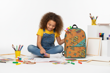 Girl with art supplies