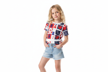 Girl with denim shorts