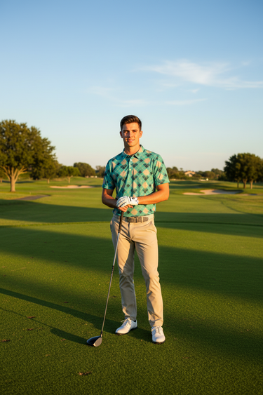 Golfer with club front