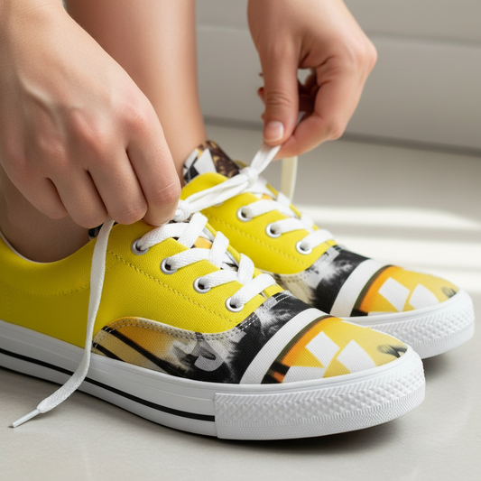 Hands tying laces