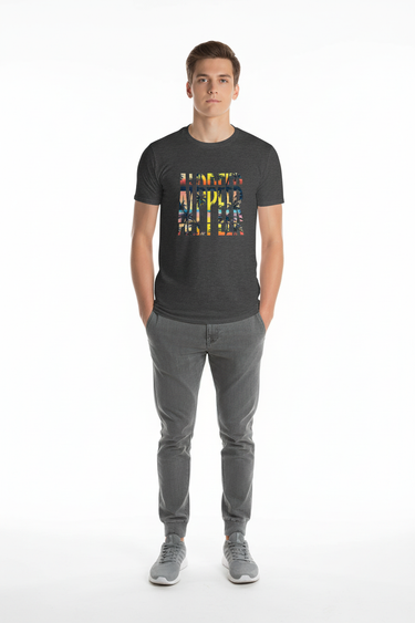 Heather dark grey tropical tee with grey joggers