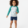 Hispanic child in navy shorts