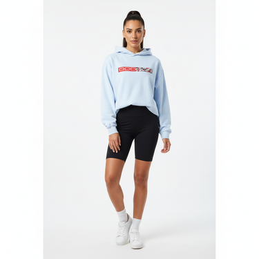 Hydrangea blue hoodie with bike shorts