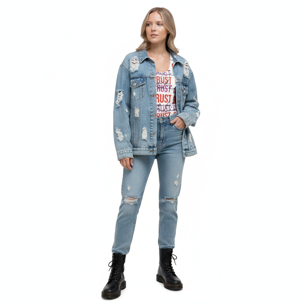 It's Complicated Tank Top with Denim Jacket