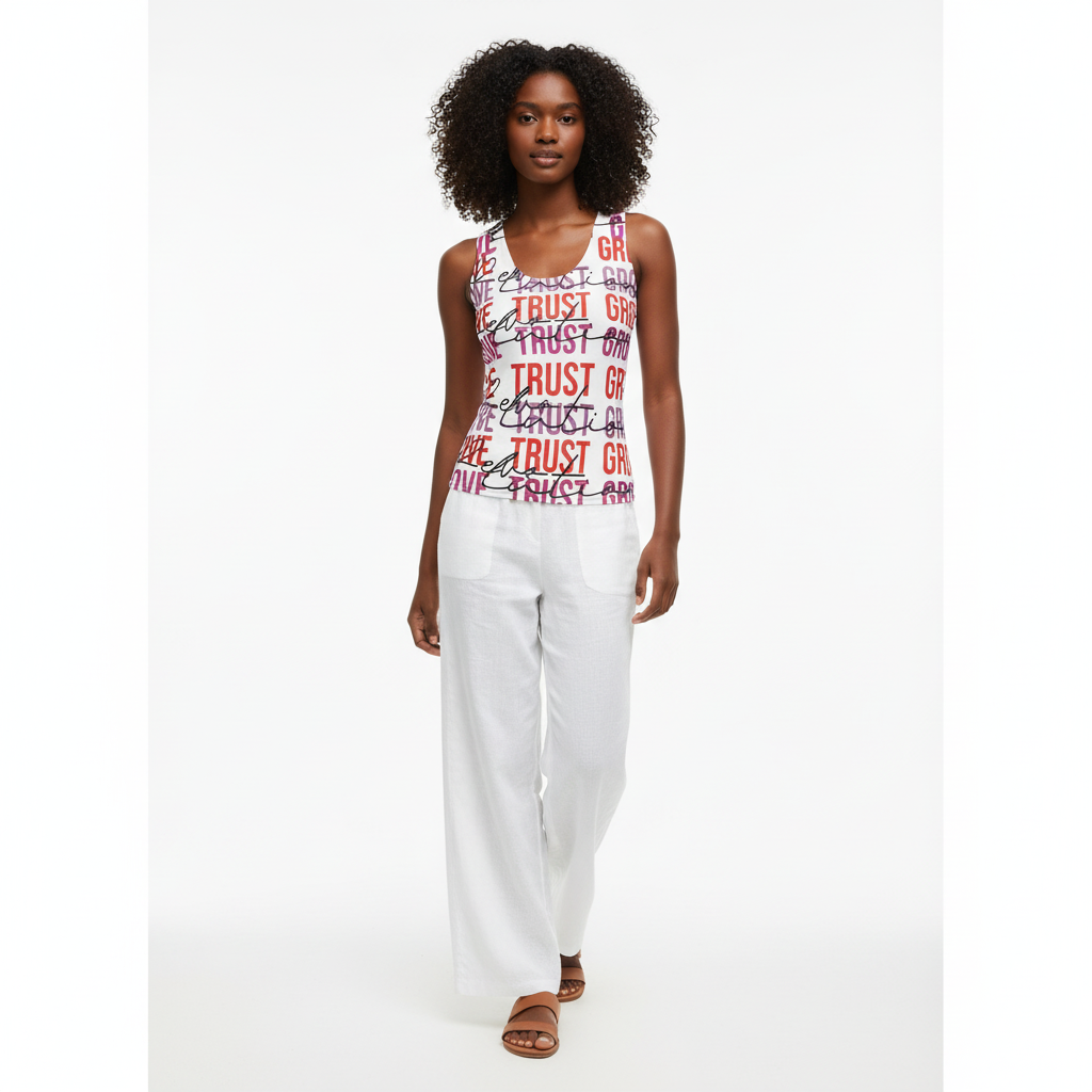 It's Complicated Tank Top with Linen Pants - Black Model