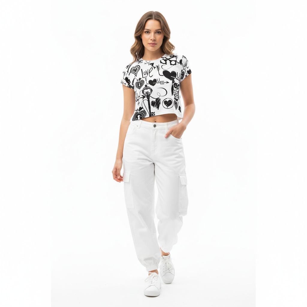 Keystone Crop Tee with Cargo Pants